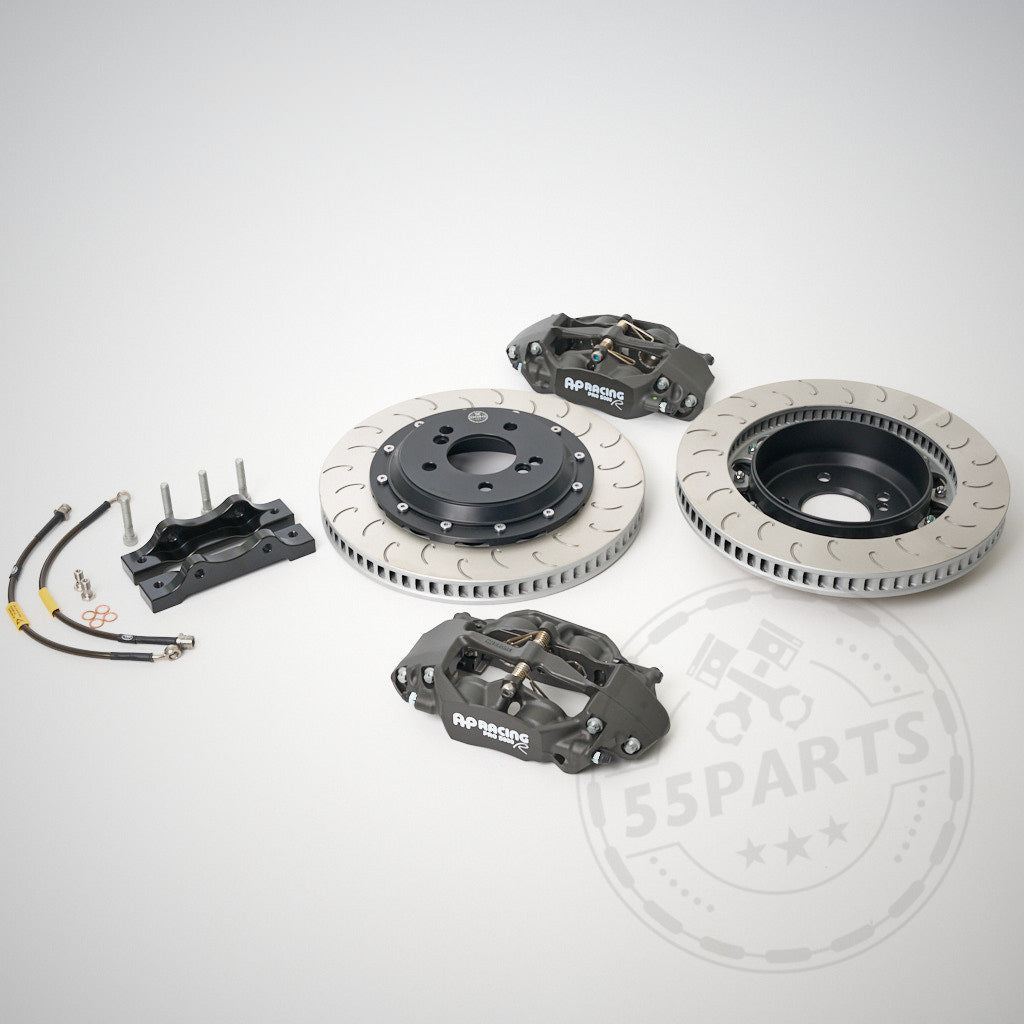 55Parts Special: AP Racing CP9449 Big Brake Kit Hinterachse (355x32/378x32) mit Aftermarket-Bremsscheiben, Bremssätteln, Bremsleitungen und Hardware – ideal für BMW-Modelle, die ein Upgrade der Bremsleistung gegenüber Serienbremsen und auf der Rennstrecke suchen.