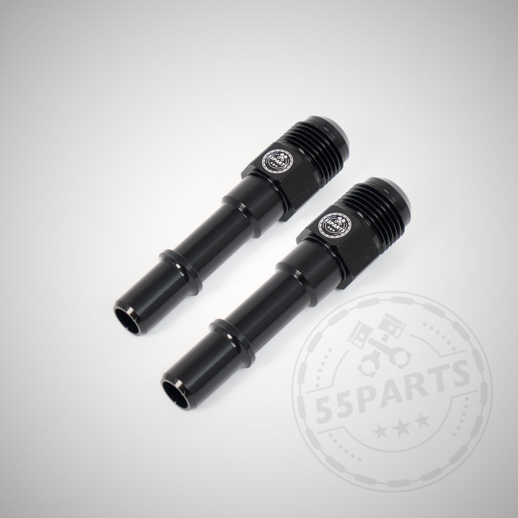 Ein 55Parts Spezialadapter (Strich 10) zur Integration eines Getriebeölkühlers in N55 Automatikmodelle, dargestellt mit Logo auf hellem Hintergrund und schwachem 55Parts Wasserzeichen – ideal für BMW Motoren.