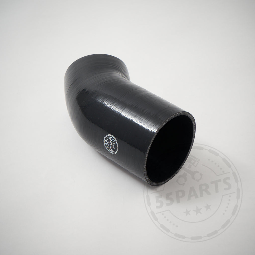 55Teile Spezial Silikon Ansaugschlauch, passend für BMW M40I(X) G-Serie G20/G21/G22/G23/G26/G42 B58 inkl. Gutachten, schwarzer Schlauch mit Glanzfinish – ideal fürs Tuning, auf weißem Hintergrund.