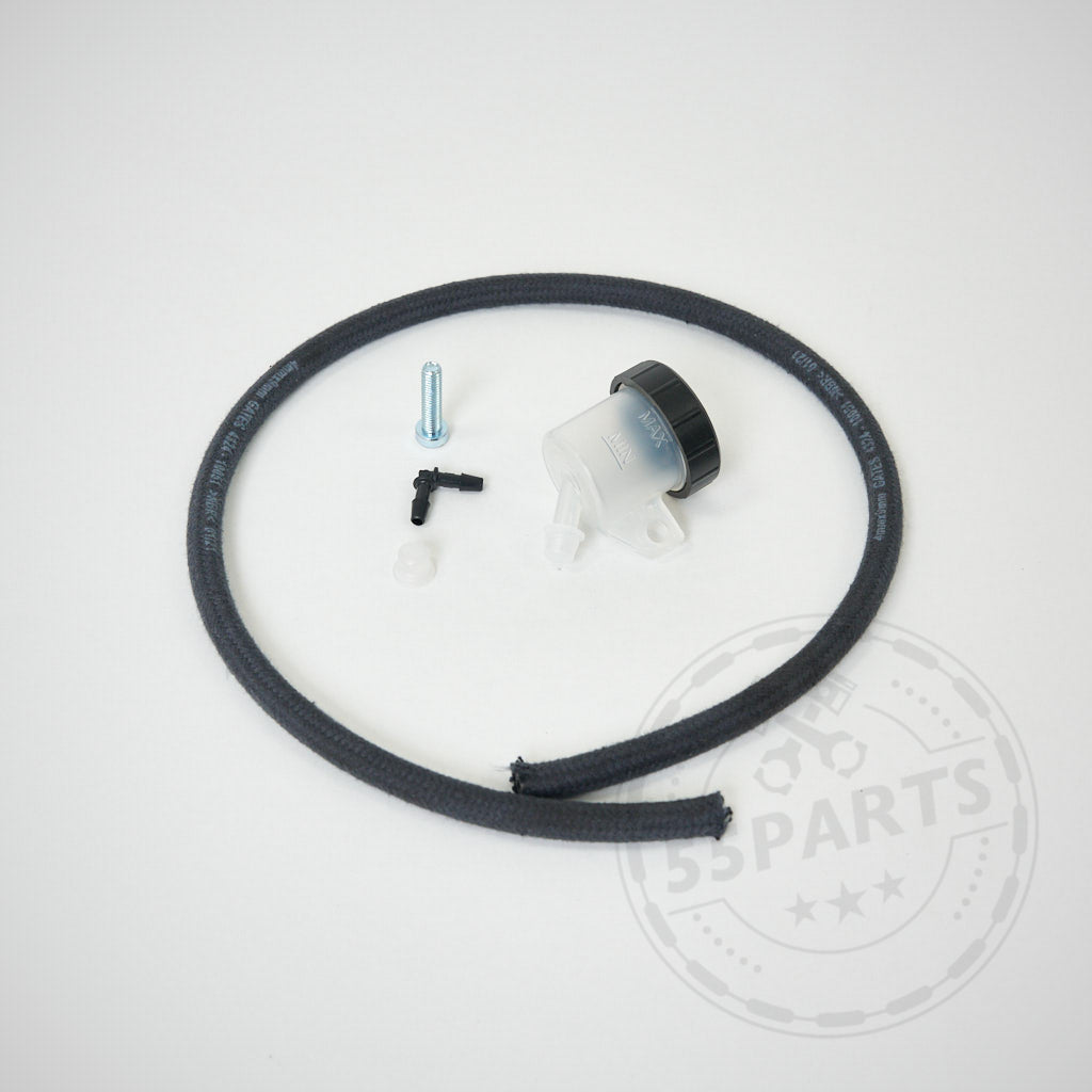 Spezial Ausgleichsbehälter/Catch Tank für Hydrauliköl Servoflüssigkeit inkl. Schwarzer Schlauch, Schrauben & Anschlüsse – passend für BMW 3er E9x, 1er E8x inkl. M3 – perfekt für Straße & Rennstrecke.