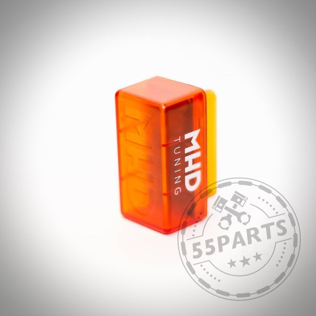 MHD Tuning MHD Wireless OBDII WiFi Adapter in Orange passend für BMW, abgebildet auf einem schlichten weißen Hintergrund mit einem 55Parts-Logo-Wasserzeichen.