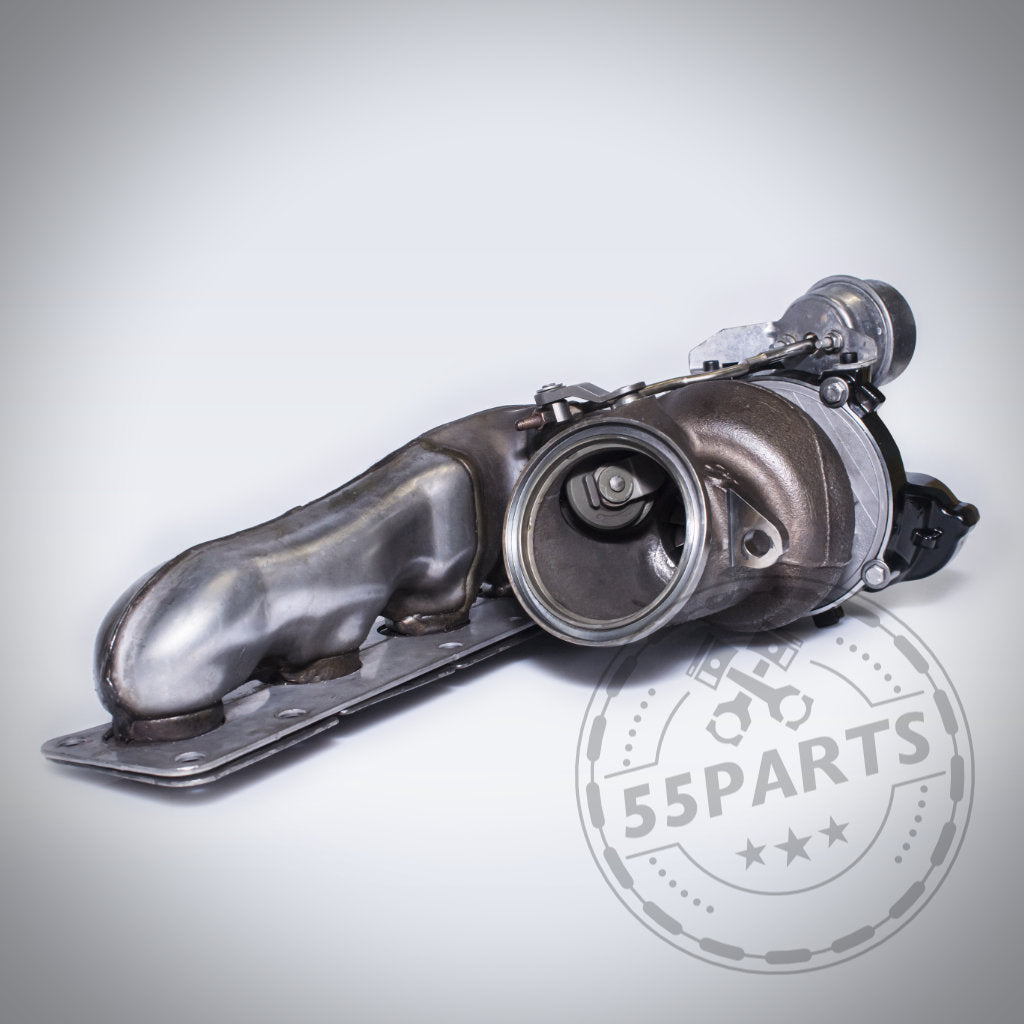 Turbosystems Upgrade Turbolader passend für BMW (M)135i, M235i, M2 F87, 335i(x), 435i(x), 535i(x) N55; abgebildet auf hellgrauem Hintergrund mit 55Parts-Wasserzeichen.