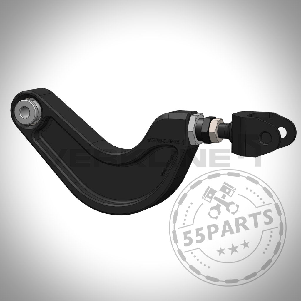 Der VERKLINE hinterer verstellbarer oberer Querlenker passend für Toyota Yaris GR, abgebildet mit einem Metallstecker auf weißem Hintergrund und 55Parts-Wasserzeichen, verbessert den Fahrspaß und die Leistung Ihres Yaris GR.