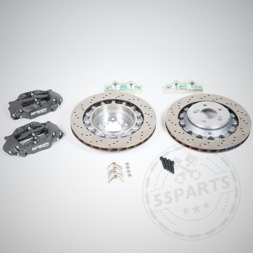 Das 55Parts Special: AP Racing CP9449 Big Brake Kit Hinterachse (mit originaler 380x28 BMW Bremsscheibe) passend für BMW M2/M3/M4 (F80, F82, F83, F87) – perfekt zur Leistungssteigerung der Serienbremse und ideal für den Rennstrecken-Einsatz.