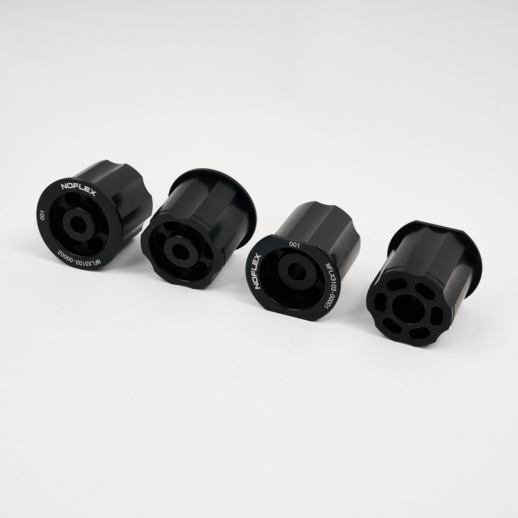 NoFlex Bearings: Aluminium Tonnenlager, Hinterachslager passend für BMW 1er (E8x, F2x), 2er (F2x), 3er (E9x, F3x), 4er (F3x), Z4 (G29), Supra (A90) 