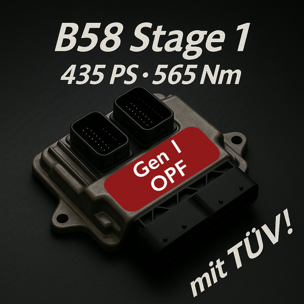 55Parts Legales Tuning: Stufe 1 für B58 Gen 1 MIT OPF - 435 PS, 565 Nm, MHD TÜV Kennfeld für F20/F21 M140i, F22/F23 M240i, F30/F31/F32 340i, F33/F34/F36 440i. Perfekt für legales BMW Tuning und Leistungssteigerung!.