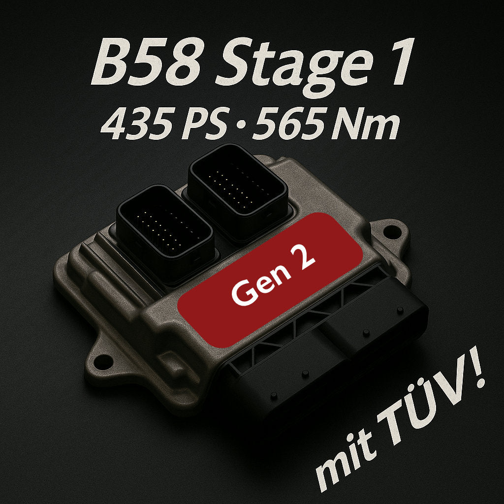 55Parts Legales Tuning: Stufe 1 für B58 Gen 2 - 435 PS/565 Nm MHD TÜV Kennfeld, passend für viele BMW- und Toyota Supra-Modelle.