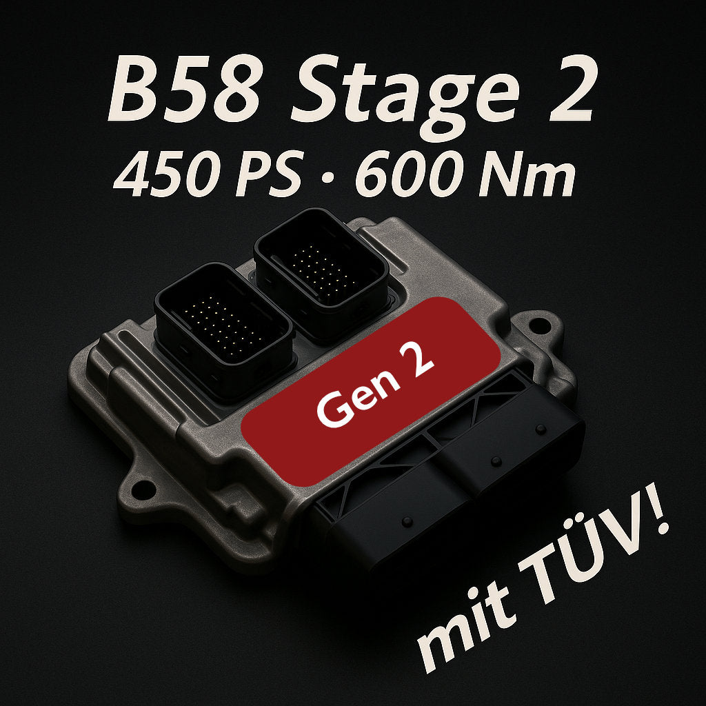 55Parts Legales Tuning: Stage 2 für B58 Gen 2 - 450 PS/600 Nm MHD TÜV Map passend für BMW M240i, M340i, 540i uvm. sowie A90 Supra. Perfekte TÜV-geprüfte Leistungssteigerung für höchste Ansprüche!.