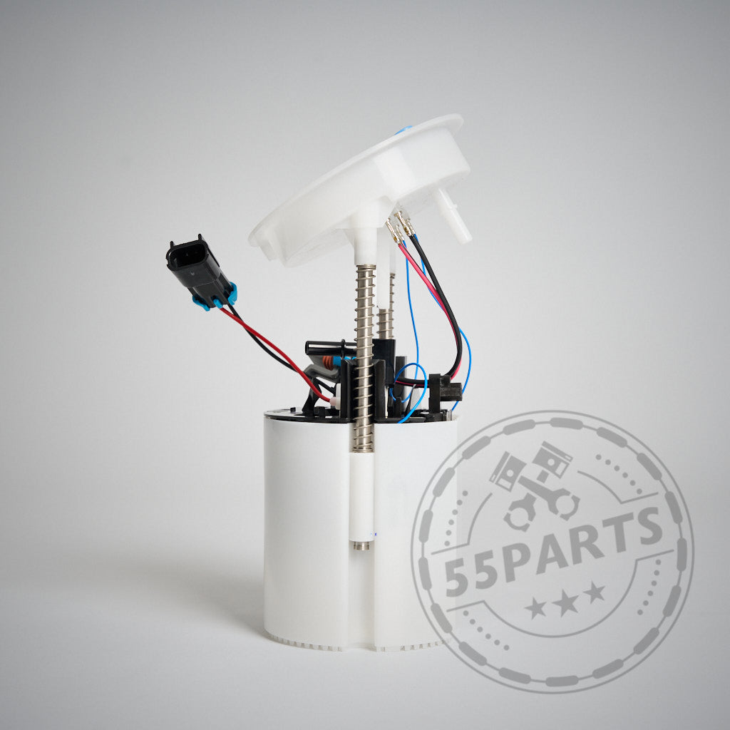 Das Walbro Stage 2 LPFP Benzinpumpenkit 450/455, passend für BMW 135i, 1er M Coupé und 335i(x) N54/N55 E-Serie, mit Kabeln und Anschlüssen für Niederdrucksystem-Anwendungen, ist auf einem schlichten hellen Hintergrund abgebildet.