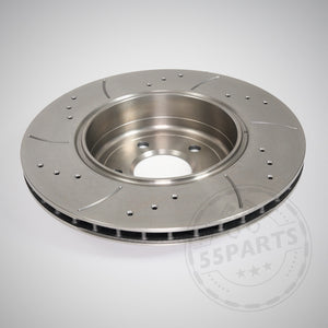 55Parts Special: Montagesatz (Bremsscheiben und Buchsen) für die Montage 2-Kolben Performance Bremssattels an BMW E8x und E9x Modellen