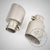 Zwei 55Parts & MH-PIPES 3,5" ECE Klappenauspuffanlage-Auspuffblenden mit Klemmen – eine mit perforiertem Ende – passend für alle B58 BMW-Modelle (ohne und mit OPF) und Toyota Supra, abgebildet auf hellgrauem Hintergrund.