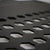 Nahaufnahme des 55Parts Skid Plate Ölkühler Schutz passend für BMW M2, M3, M4 (G80/G81/G82/G83/G87) mit einer schwarzen Oberfläche mit sechseckigen Ausschnitten in einem geometrischen Muster.