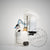 Walbro Stage 2 LPFP Benzinpumpenkit Walbro 450/455 passend für BMW (M)135i, M235i, 335i, M2 N55 F-Serie, weiße Kraftstoffpumpenbaugruppe mit angeschlossenen Kabeln und Schwimmer auf hellem Hintergrund.