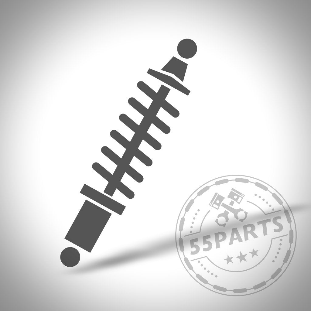 Das schwarze Stoßdämpfersymbol mit einer Schraubenfeder und dem 55Parts-Logo steht für das Einbauset Schraubenset Fahrwerk passend für BMW 1er F2x, 2er F2x, 3er F3x und 4er F3x.