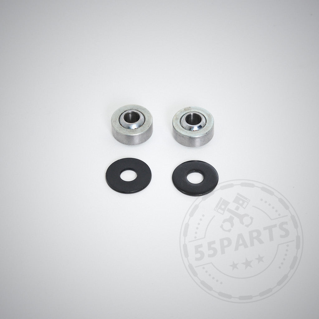 Zwei Uniball-Kugellager und zwei schwarze Unterlegscheiben für den Toyota Yaris GR. Rüsten Sie Ihre Schaltzüge mit der bewährten Qualität auf. Sonderangebot: Uniball-Lager für die Schaltseile, perfekt für Yaris GR-Fans.