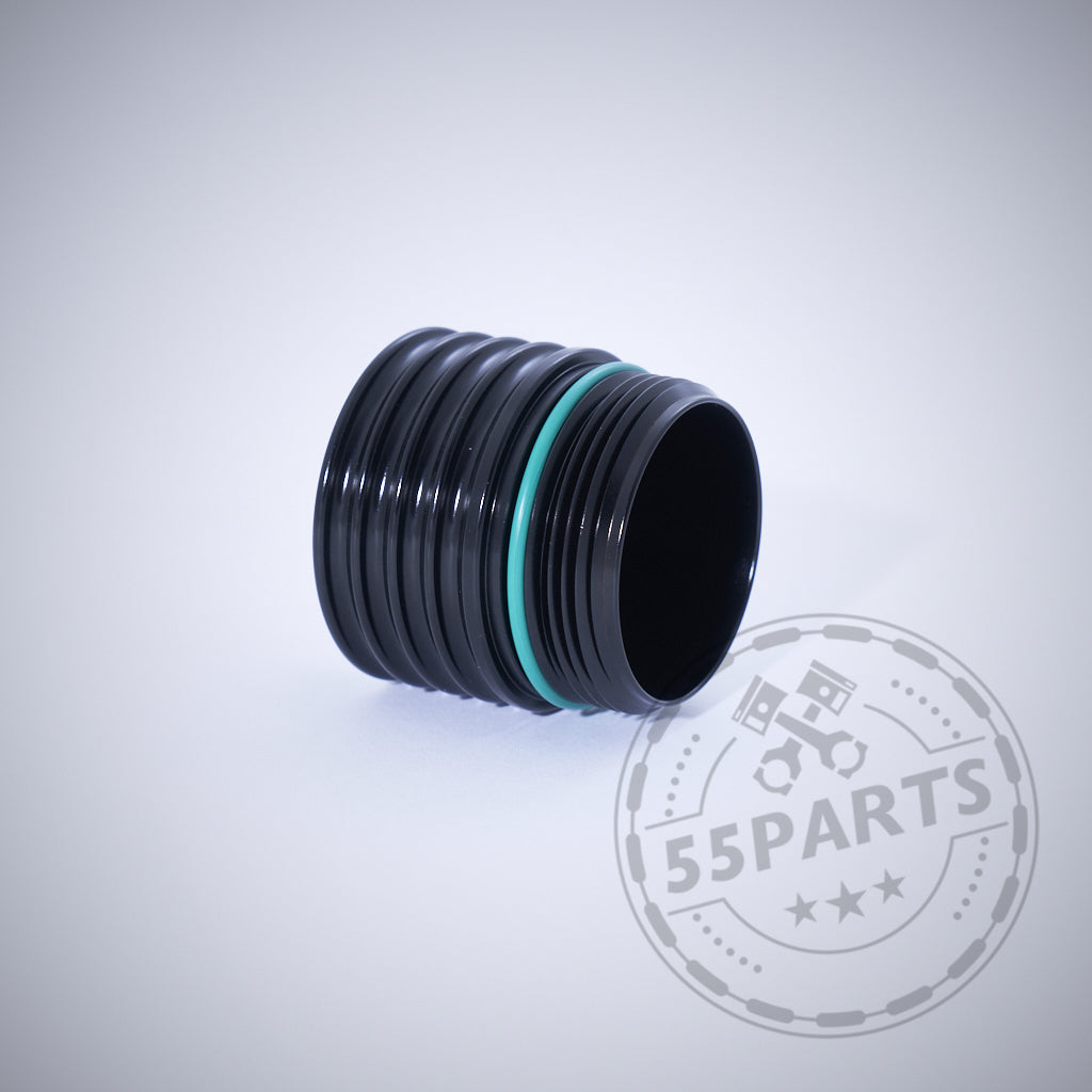 Exklusiv bei 55Parts: Aluminium-Ölfilterdeckel mit Sechskant, kompatibel mit BMW N20, N57, N52, N53, N54, N55, S55, B46, B48, B57 &amp; B58 Motoren. Inklusive Wasserzeichen.