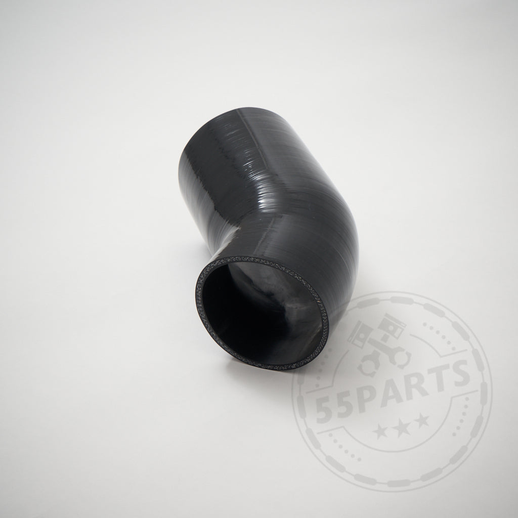 55Partsr Spezial-Silikon-Ansaugschlauch, passend für BMW M40I(X) G-Serie (G20, G21, G22, G23, G26, G42 B58), inklusive Gutachten – ideal für Tuning-Fans. Produkt auf weißem Hintergrund mit dezentem 55Parts-Logo-Wasserzeichen.