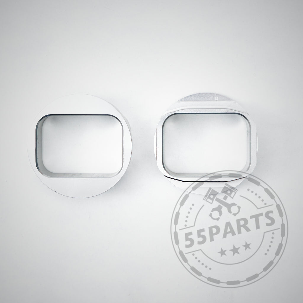 Zwei silberne CNC-gefräste Motorhalterungs-Verstärkungsringe, konzipiert passend für BMW F8x M2, M3, M4 (inkl. CS & Competition), auf weißem Hintergrund für präziseres Handling.