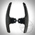 55Parts Aluminium/Carbon Schaltwippen passend für BMW 1/235, 40i, 3/435, M2, M3 & M4 F/G-Serie in Schwarz mit Plus/Minus-Symbolen auf weißem Hintergrund dargestellt.
