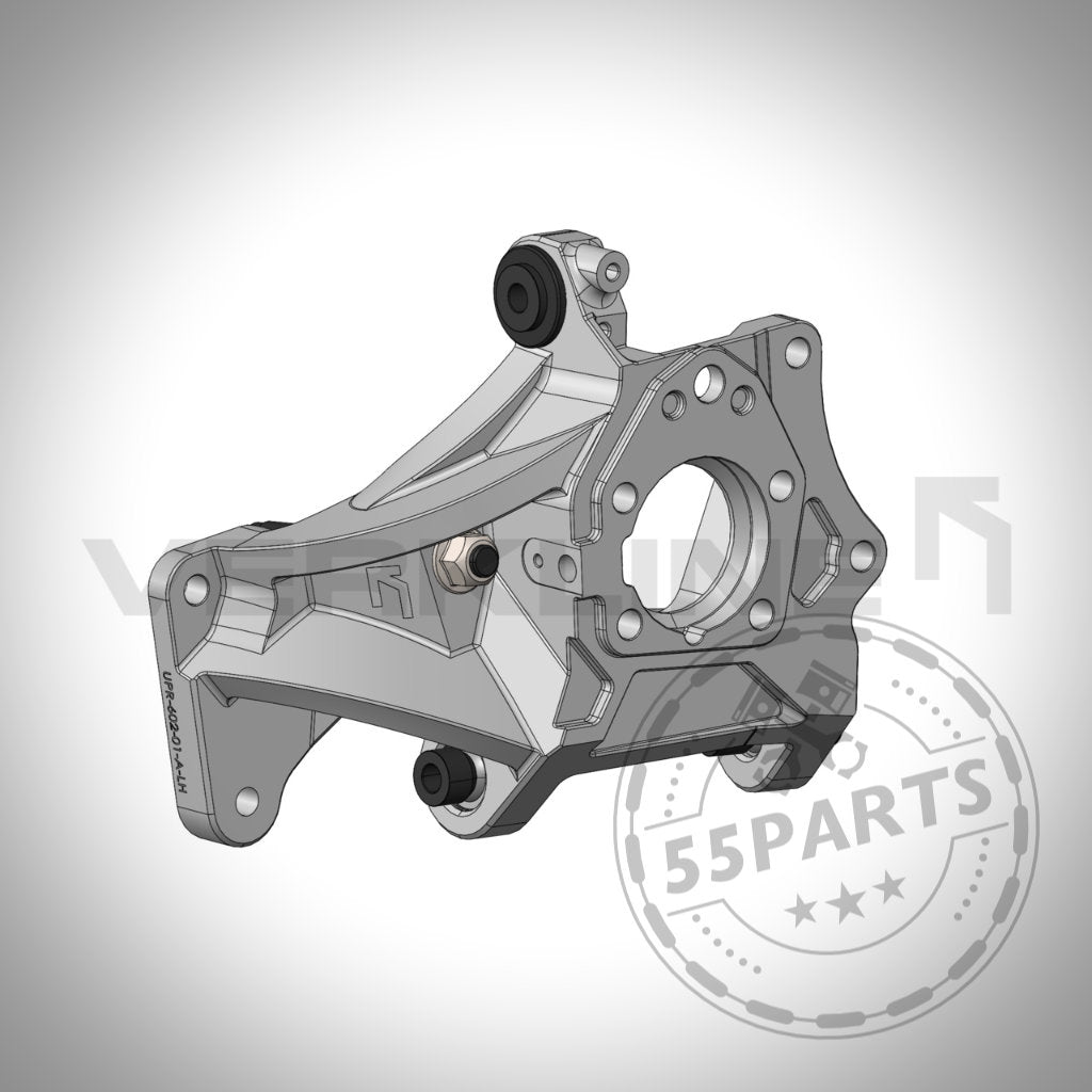 3D gerenderter VERKLINE Leichtbau Radträger aus Aluminium für die Hinterachse, passend für Toyota Yaris GR, mit Befestigungspunkten und zentraler Öffnung – ideal für Fahrspaß-Enthusiasten.